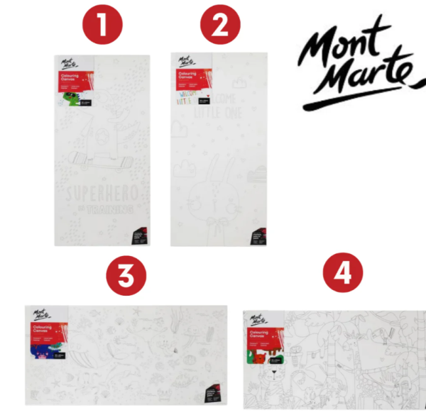 Mont Marte Colouring Canvas 30x60cm Nursery assorted