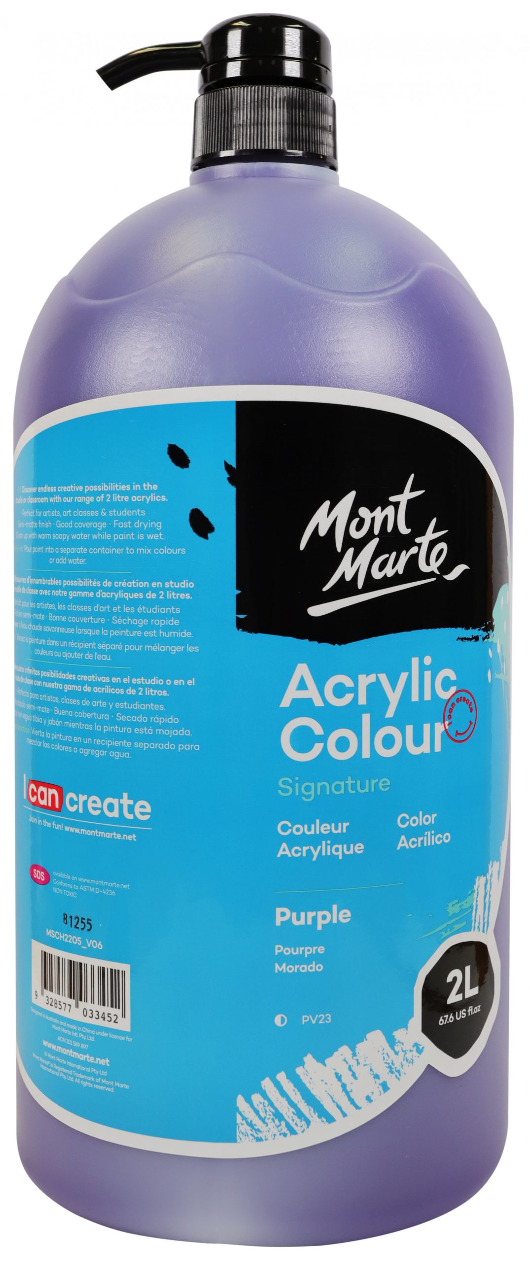 MM Acrylic Colour 2L Pump Purple Paint a Pot