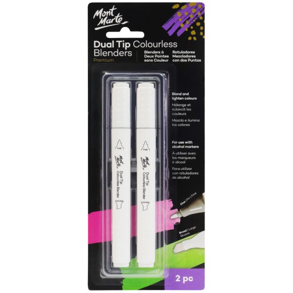 Mont Marte Dual Tip Colourless Alcohol Blenders 2pc