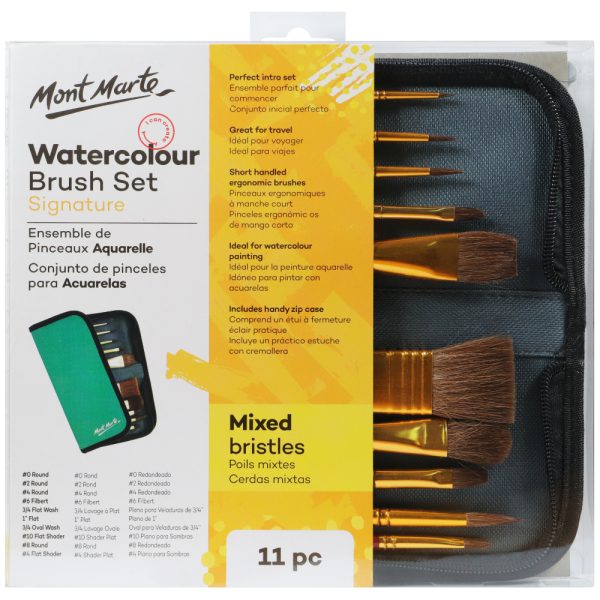 Mont Marte Brush Set in Wallet 11pc - Watercolour