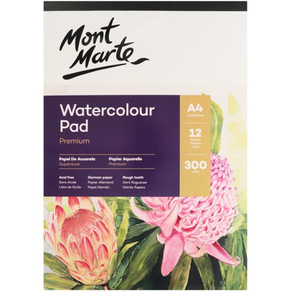 Mont Marte Watercolour Pad German Paper A4 300gsm 12sht