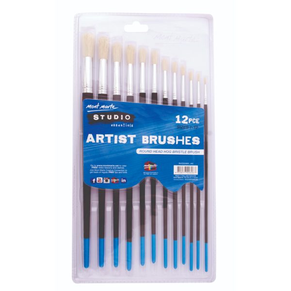 Mont Marte Studio Artist Brushes 12pc Round 1-12