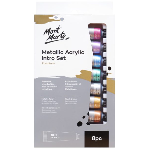 Mont Marte Metallic Acrylic Paint Intro Set 8pc x 18ml