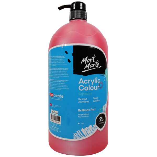 Mont Marte Acrylic Colour 2L Pump - Brilliant Red