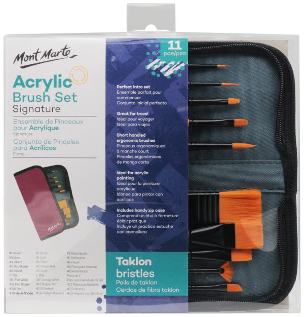 Mont Marte Brush Set in Wallet 11pc - Acrylic