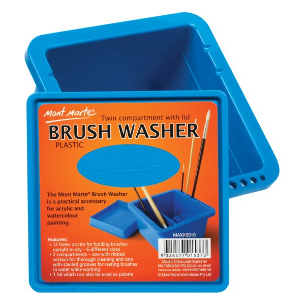 Mont Marte Brushwasher Twin Compartment Sq. Plastic