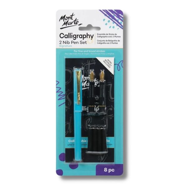 Mont Marte 2 Calligraphy Set, 8 Piece. Includes 1 Calligraphy Pen