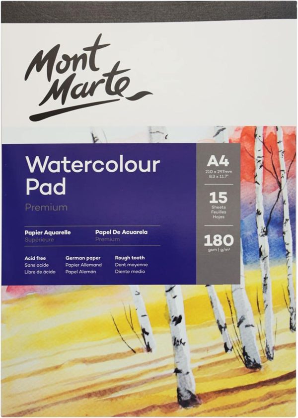 Mont Marte Watercolour pad German Paper A4 180gsm 15 sheets