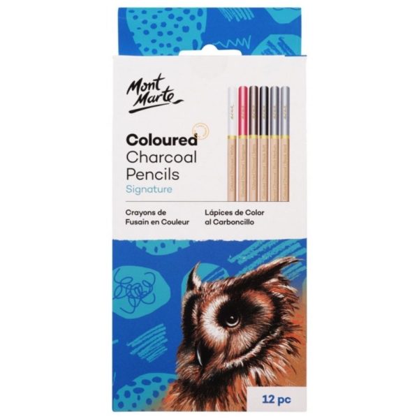 Mont Marte Coloured Charcoal Pencils 12p