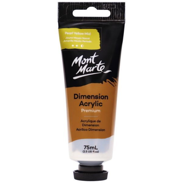 Mont Marte Dimension Acrylic Paint Pearl Yellow Mid 75ml Tube