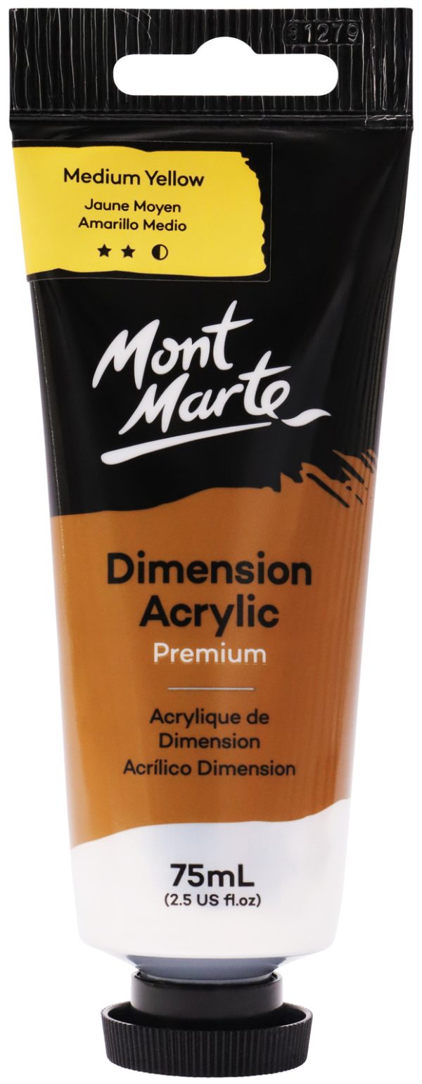 Mont Marte Dimension Acrylic Paint 75ml Tube - Medium Yellow