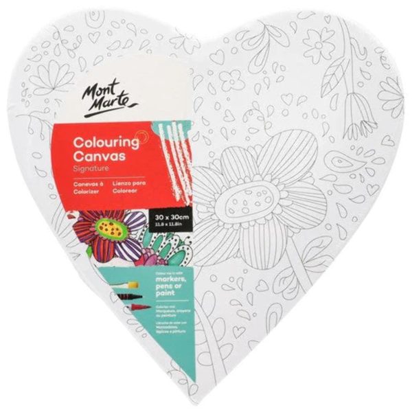 Mont Marte Colouring Canvas 30 cm Heart 2 Assorted