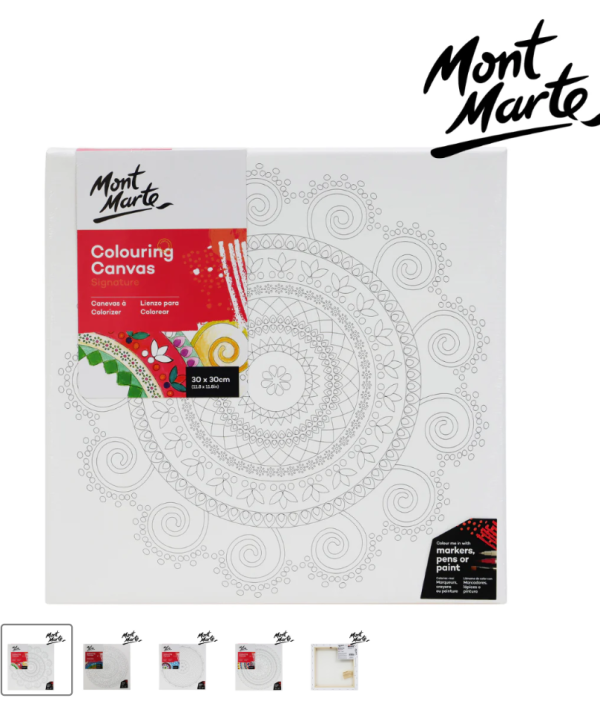 Mont Marte Colouring Canvas 30x30cm Mandala assorted